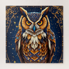 Quebra-cabeça 🦉 Coruja Geométrica Brilho 🌈 Arte Colorida Vibra