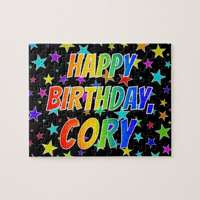 Quebra-cabeça "CORY" Primeiro nome, Diversão "FELIZ ANIVERSÁRIO" (Horizontal)