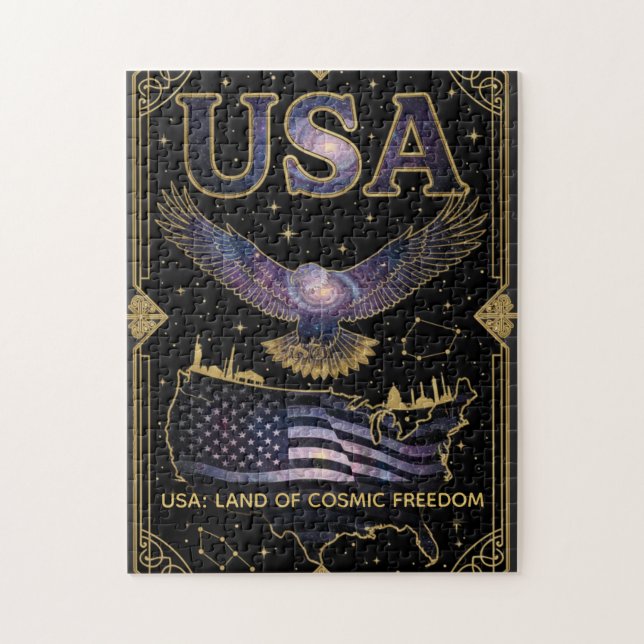 Quebra-cabeça Cosmic USA Eagle Celestial Map Art (Vertical)