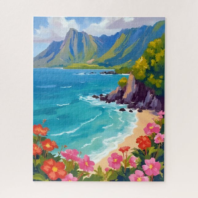 Quebra-cabeça Costa de Na Pali Kauai Hawaii Pintura (Vertical)