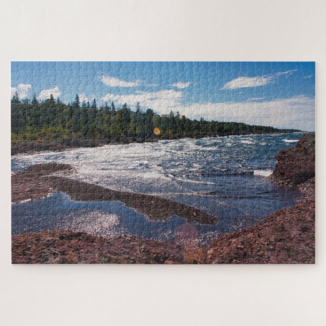 Quebra-cabeça Costa de Rocha Vermelha – Lago Superior, U.P. (Horizontal)