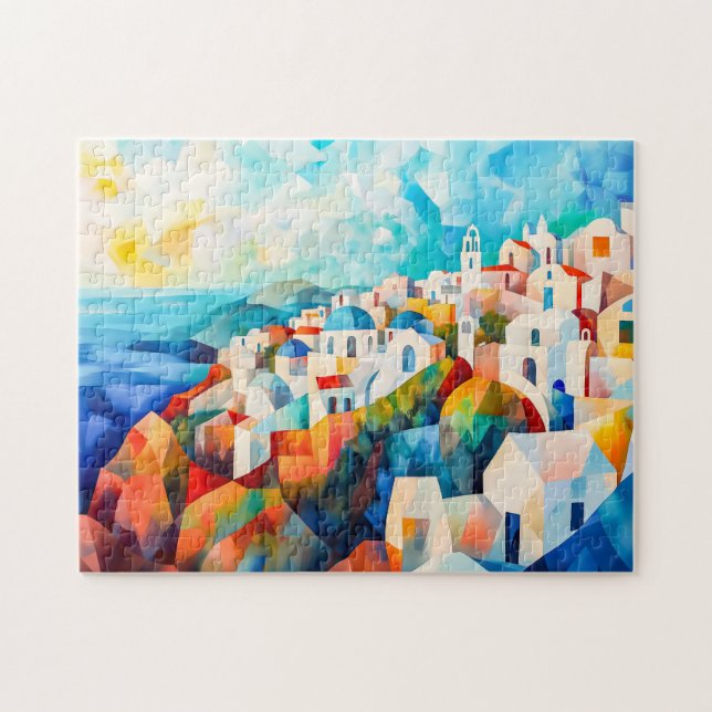 Quebra-cabeça Costa de Santorini em Impressão Artística (Horizontal)