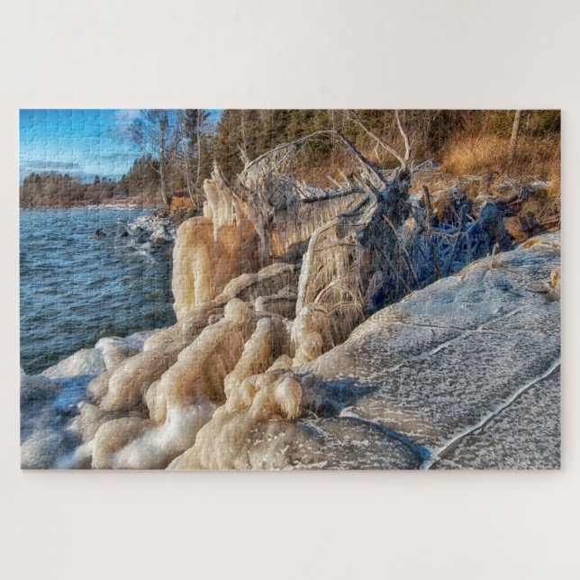 Quebra-cabeça Costa do Lago Superior e Jigsaw Puzzle de Gelo Pen (Horizontal)