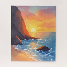 Quebra-cabeça Costa do Pôr-do-Sol | Ondas do Oceano na Praia
