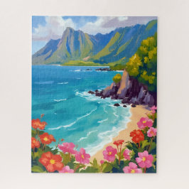 Quebra-cabeça Costa Na Pali Kauai Hawaii Pintura da Costa