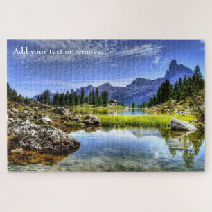 Quebra-cabeça Costume, montanha Dolomites e paisagem fluvial,