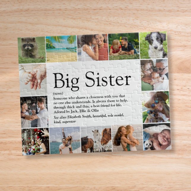 Quebra-cabeça Cota de Definição de Irmã Personalizada Colagem de (Custom Sister Definition Quote 14 Photo Collage Jigsaw Puzzle)
