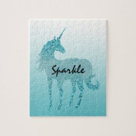 Quebra-cabeça Cota personalizada do Aqua Glitter Unicorn
