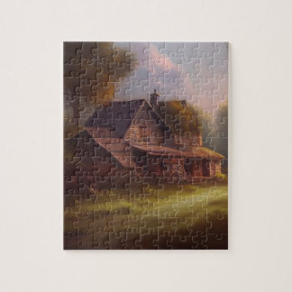 Quebra-cabeça Country Farmhouse Landscape Oil Painting Puzzle