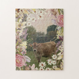 Quebra-cabeça Country Flowers Jersey Cow