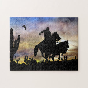 Quebra-cabeça Country Western Cowboy Roping Steer