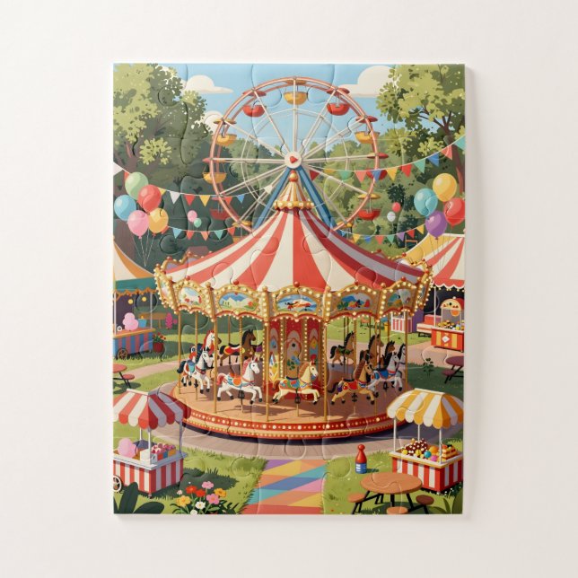 Quebra-cabeça County Fair Carousel for Seniors 30 Large Piece (Vertical)