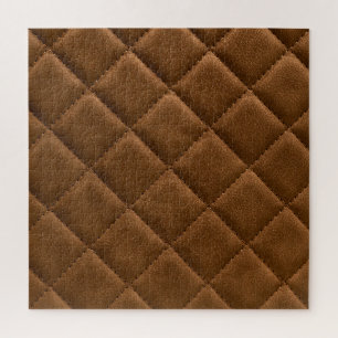 Quebra-cabeça Couro castanho, desenho em forma de losango