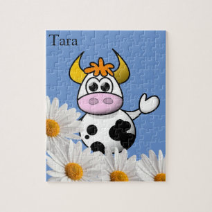 Quebra-cabeça Cow White Daisy Floral