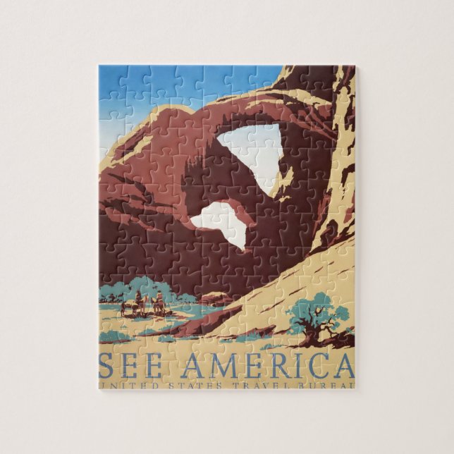 Quebra-cabeça Cowboy Desert Vintage Cavalos Ocidentais (Vertical)