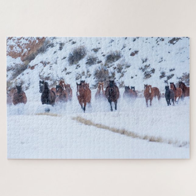 Quebra-cabeça Cowboy Horse Drive | Hideout Ranch Shell, Wyoming (Horizontal)