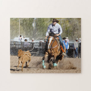 Quebra-cabeça Cowboy Rodeo Amarrar Bezerro Esportes Ocidentais