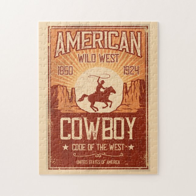 Quebra-cabeça Cowboy Wild West americano (Vertical)