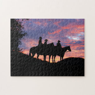 Quebra-cabeça Cowboys Hors e Sunset