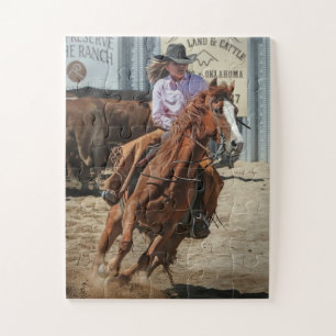 Quebra-cabeça Cowgirl Rodeo Horse Ride Esportes Ocidentais