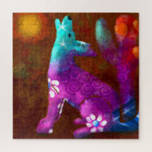 Coyote Abstrato Art Saguaro Cactus Desert Brown