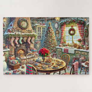 Quebra-cabeça Cozinha de Natal Wonderland Cozy Stocks e árvores