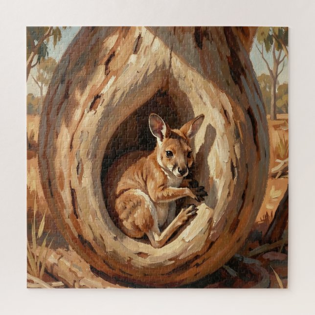 Quebra-cabeça Cozinha do Wallaby Árvore Oca Tronco (Vertical)