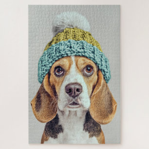 Quebra-cabeça Cozy Beagle em um chapéu de inverno