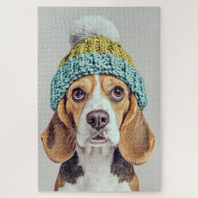 Quebra-cabeça Cozy Beagle em um chapéu de inverno (Vertical)