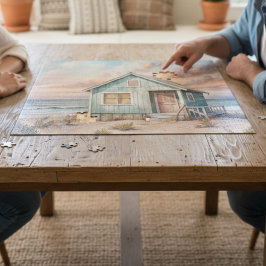 Quebra-cabeça Cozy Coastage Cottage Beach House Watercolor