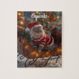 Quebra-cabeça Cozy Persian Cat Christmas personalizado