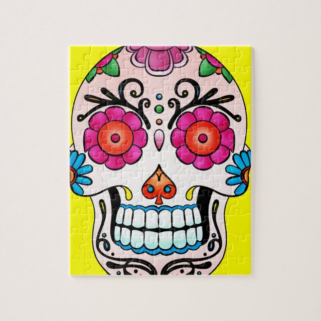 Quebra-cabeça Crânio do açúcar - arte do tatuagem (Vertical)