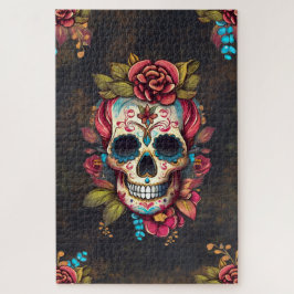 Quebra-cabeça Crânio Floral de Açúcar Día de los Muertos