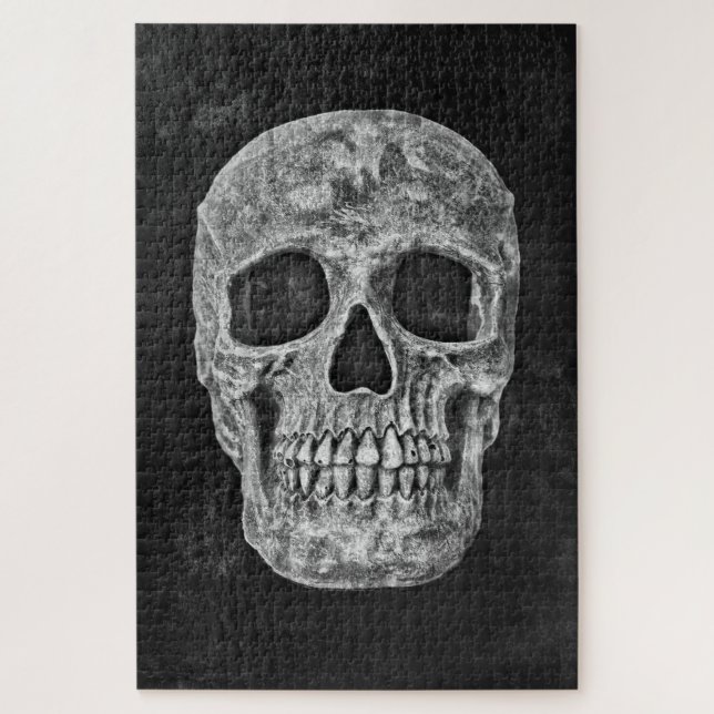 Quebra-cabeça Crânio Gótico Preto E Grunge Branco Assustador (Vertical)