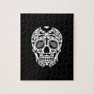 Quebra-cabeça Crânio preto e branco do açúcar com olhos