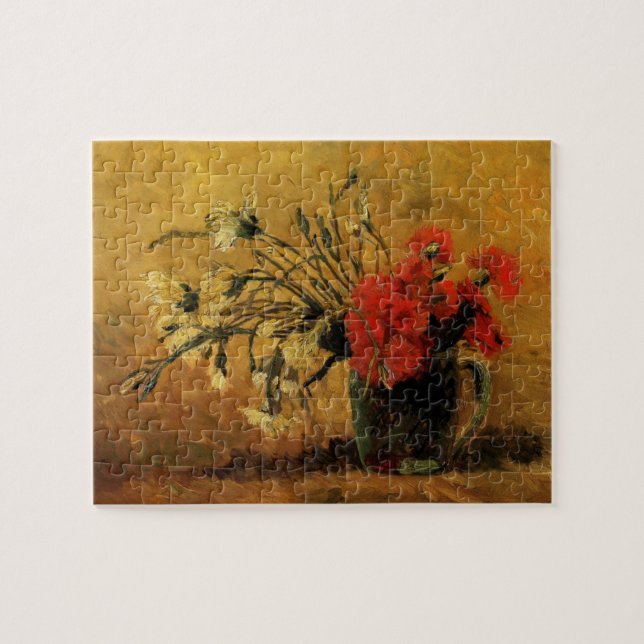 Quebra-cabeça Cravo Vermelho e Branco por Vincent van Gogh (Horizontal)