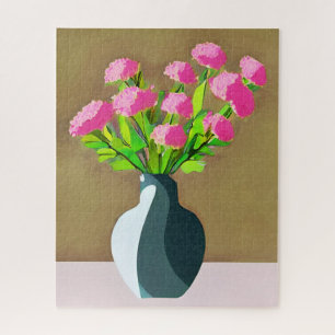 Quebra-cabeça Cravos cor-de-rosa numa Arte Moderna Vase