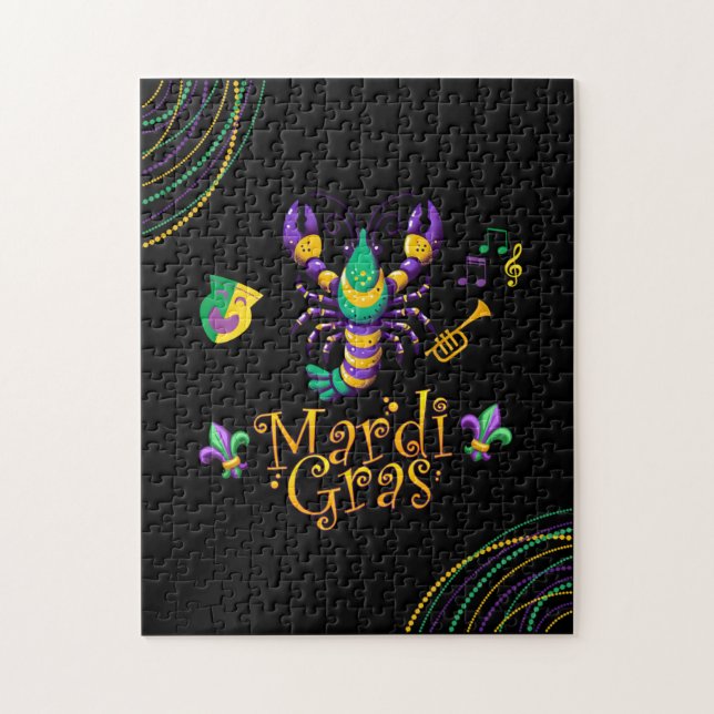 Quebra-cabeça Crayfish/trompet/mask/fleur de lis Mardi Gras (Vertical)