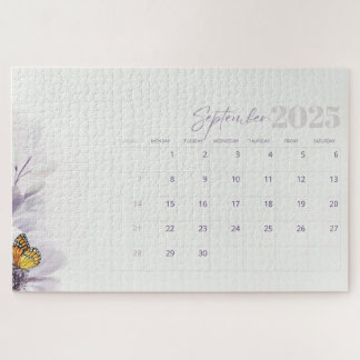 Quebra-cabeça Creme Aestética Roxo Aquarela Floral 2025