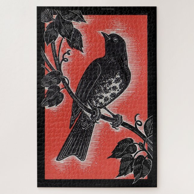 Quebra-cabeça creme preto com vermelho (Vertical)