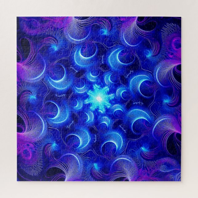 Quebra-cabeça Crescent Moon Blue Fractals (Vertical)