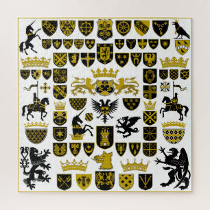 Quebra-cabeça Crestos herálsecos, designs simbólicos.