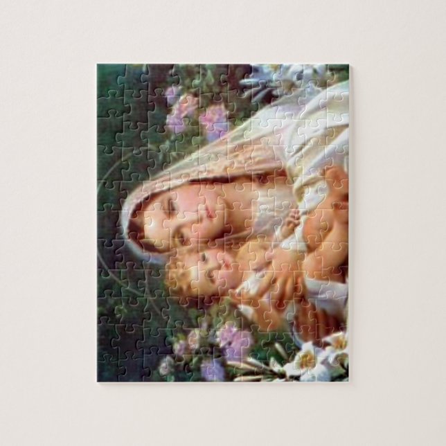 Quebra-cabeça Criança abençoada Jesus da Virgem Maria e da (Vertical)