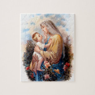 Quebra-cabeça Criança abençoada Jesus da Virgem Maria e da