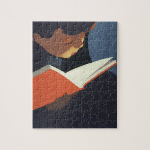 Quebra-cabeça Criança Antiga Lendo um Livro da Biblioteca