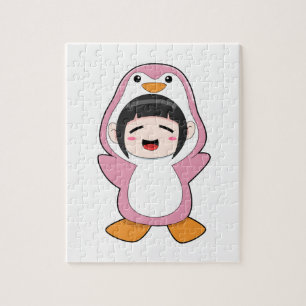 Quebra-cabeça Criança com roupa de pinguim