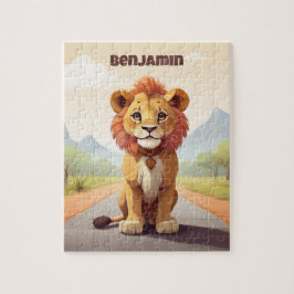 Quebra-cabeça Criança Personalizada de Leão Fofo