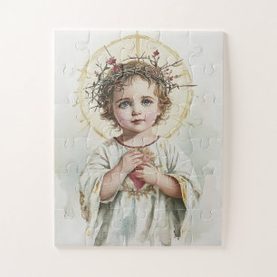 Quebra-cabeça Criança Sagrada Jesus Vintage Religiosa