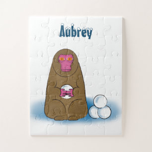 Quebra-cabeça Crianças de combate de bola de neve de macaco-neve