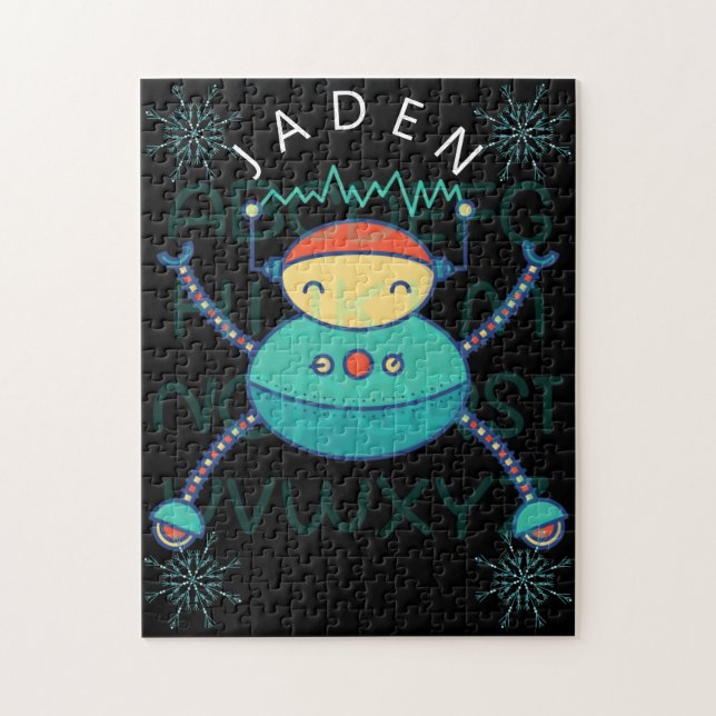 Quebra-cabeça Crianças Educativas Robô Alfabético ABC Floco de N (Vertical)